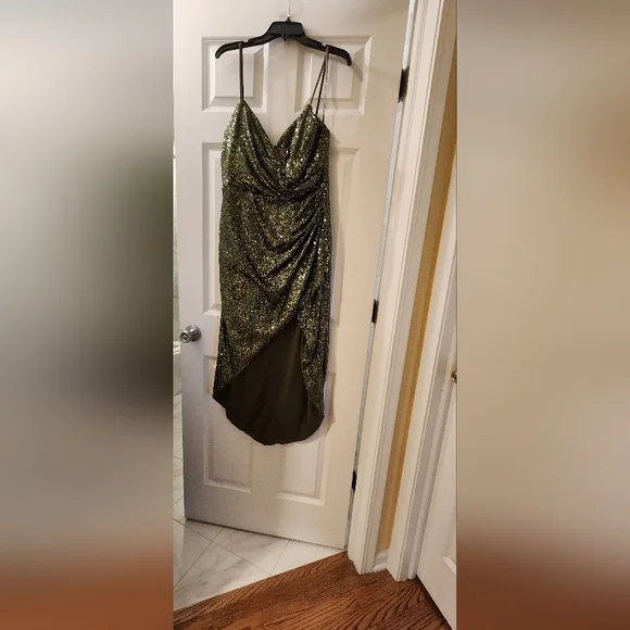 Ieena Duggal 11272 - Ruched Asymmetric Hem Sheath Dress - Picture 4 of 8